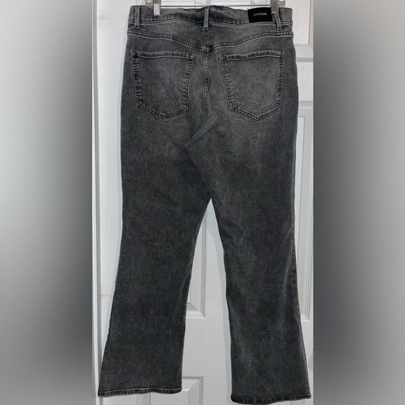 Express 90s Boot Jeans Flare High Rise - Gray Wash Stretch Women's 12R - Picture 3 of 5